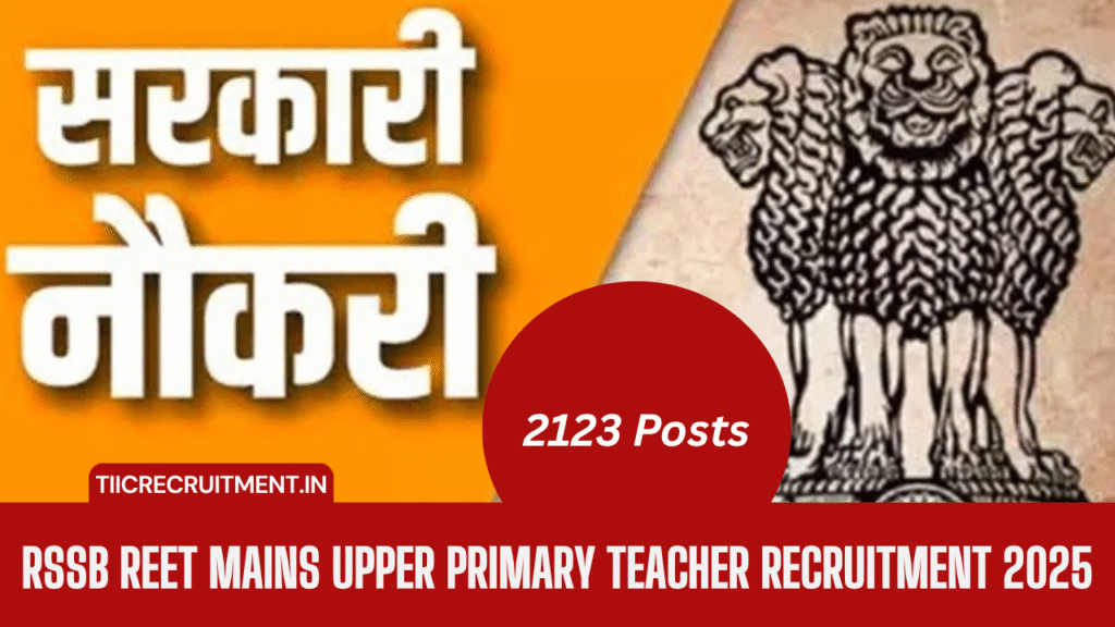 RSSB REET Mains Upper Primary Teacher Recruitment 2025
